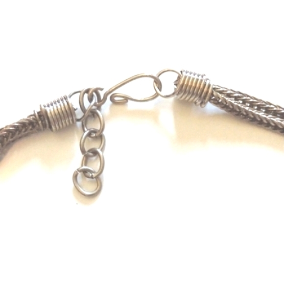 .925 SILVER OXIDIZED VINTAGE CHOKER NECKLACE WITH NATURAL BALTIC AMBER STONES - Picture 5 of 10